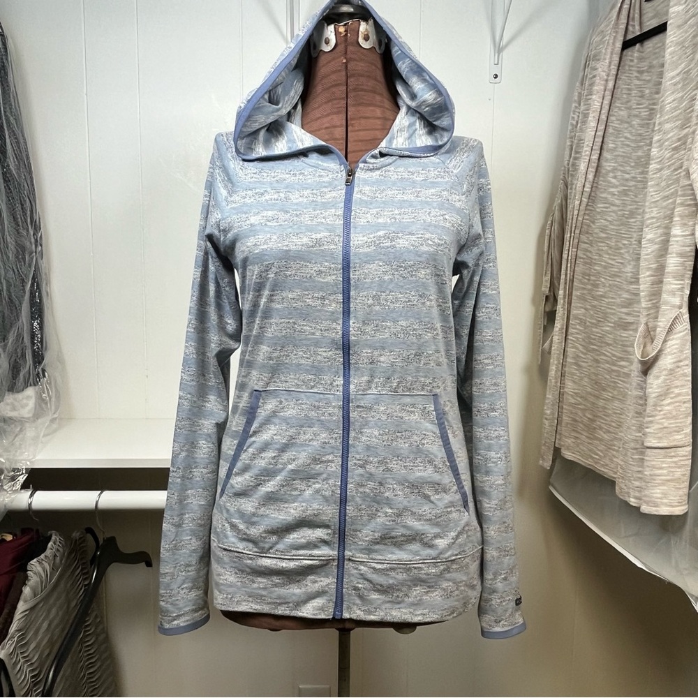 Columbia Women's Blue Stripe Zip Front Lightweight Jacket Size Medium